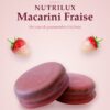 NUTRILUX Macarini Fraise : biscuit macaron fourré fraise nappé de chocolat blanc