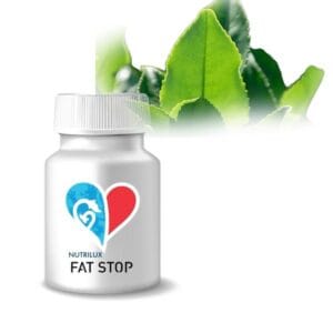 NUTRILUX FAT-STOP, complément alimentaire à base de thé vert, guarana, café vert, paprika et chrome. Le thé vert contribue à réduire les corps gras, tandis que