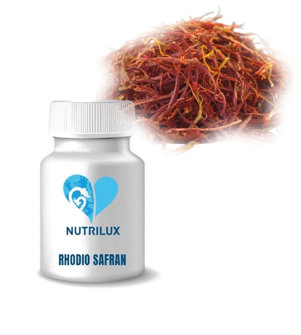 NUTRILUX Rhodio Safran NUTRILUX Rhodio Safran, un complément alimentaire à base de rhodiola et de safran. Ce produit 100 % végétal et végan regroupe deux plantes reconnues pour
