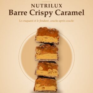 NUTRILUX BARRE CRISPY CARAMEL, barre riche en protéines parfum caramel croustillant